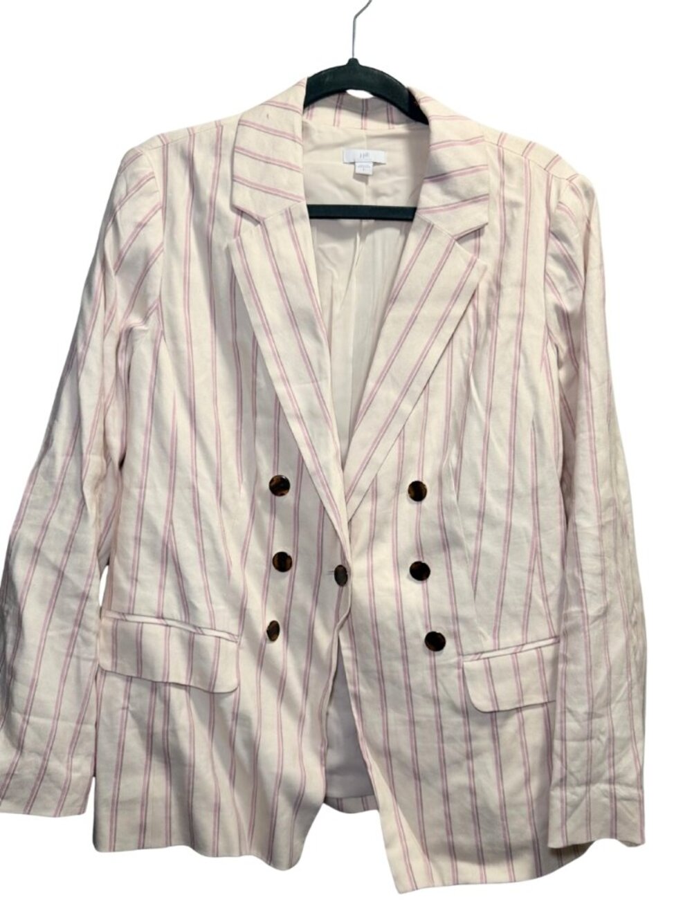 J.Jill Striped Double-Breasted Blazer Size Large